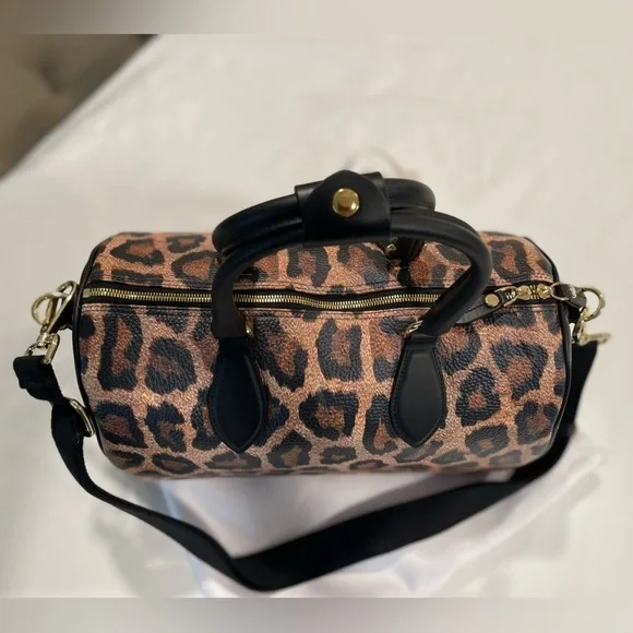 Pepper Paisley | NEW | 100% Nappa Leather Carry All Bag | Leopard Print - Picture 4 of 11